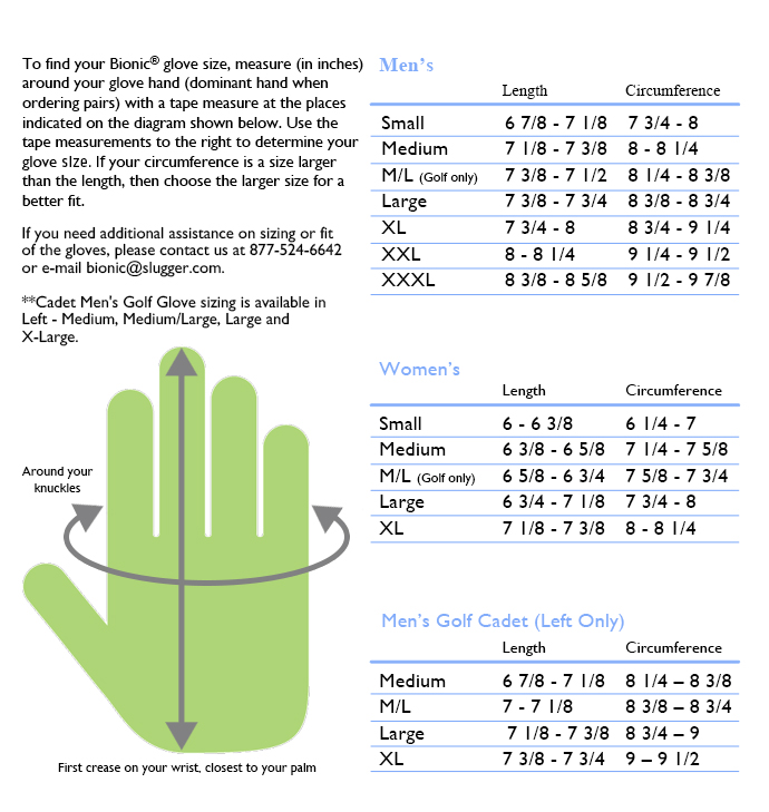 Callaway Golf Glove Size Chart